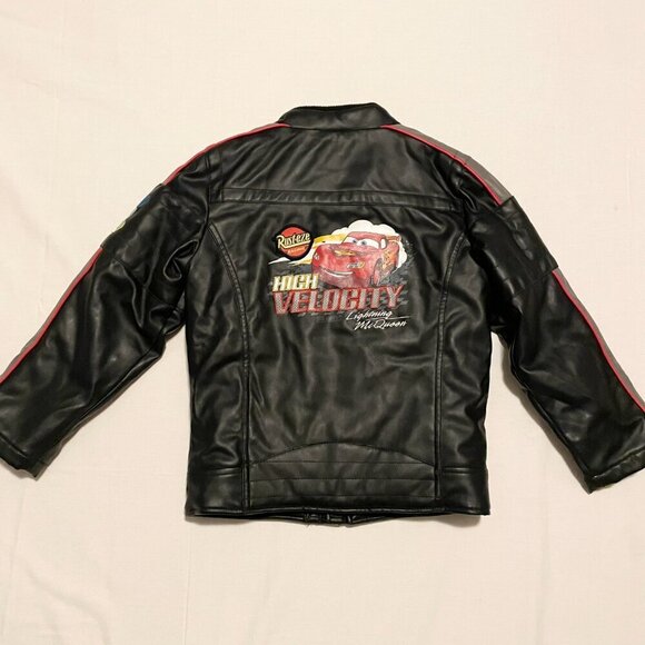 Disney Lightning McQueen Faux Leather Kids Boys Jacket Size Medium - Picture 14 of 16